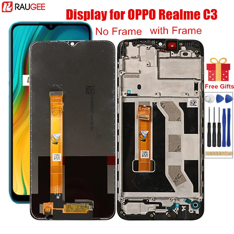

ЖК-дисплей для Realme C3 RMX2027 RMX2021 RMX2020, ЖК-дисплей с рамкой, дигитайзер, сенсорный экран для замены для OPPO Realme C3 C 3 6,5''