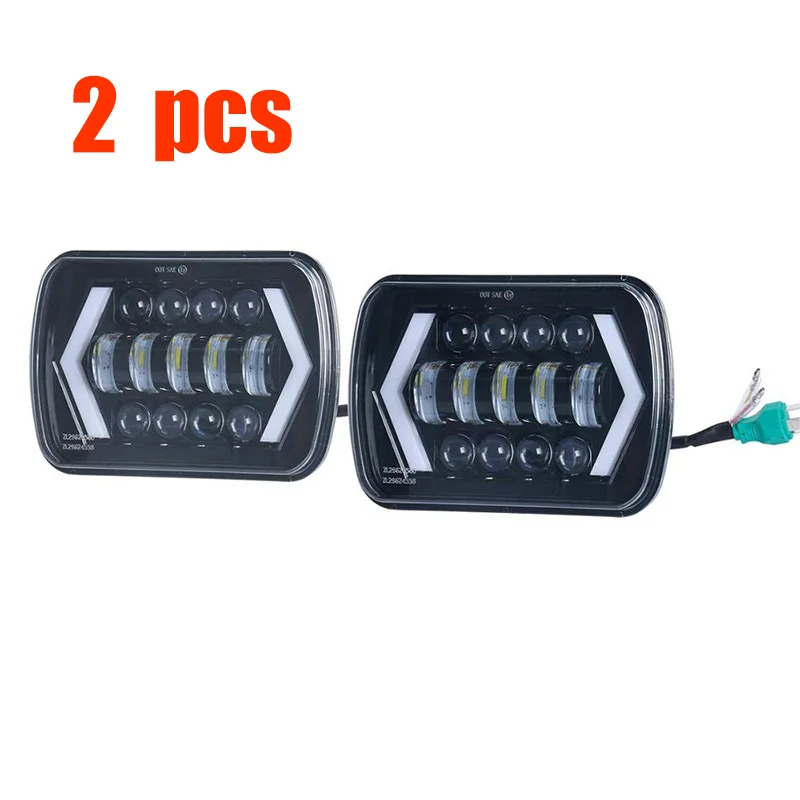 2pcs " x 7" 7x6 90 Вт квадратный с ангельскими глазами Высокий/Низкий H4 светодиодный фонарь для Jeep XJ MJ Toyota Celica Nissan 240SX s13 авто DRL налобный фонарь - Цвет: 2pcs