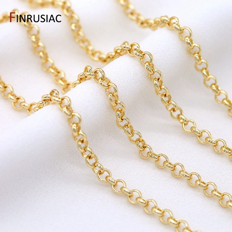 

Wholesale 14k Gold Plated 2/3/4/5.5mm Round Link Chain Accessories For Jewellery Making, DIY Bracelet Necklace Chain Spool