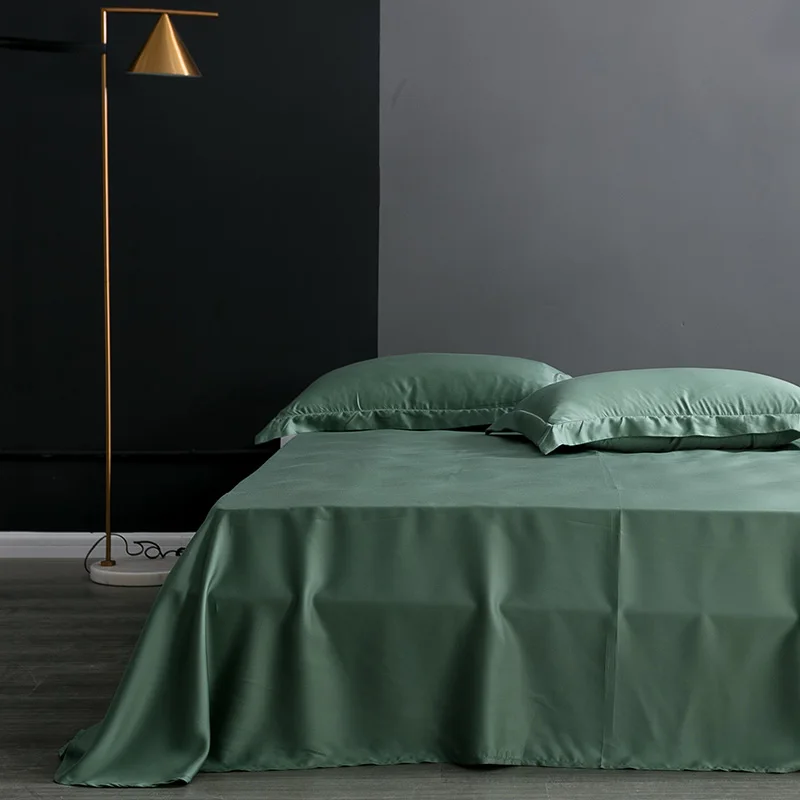 

Luxury 100% Tencel Silk Bedding Set cool silky solid color Healthy Skin Duvet Cover Set Flat Sheet Pillowcase Queen King Bed Set
