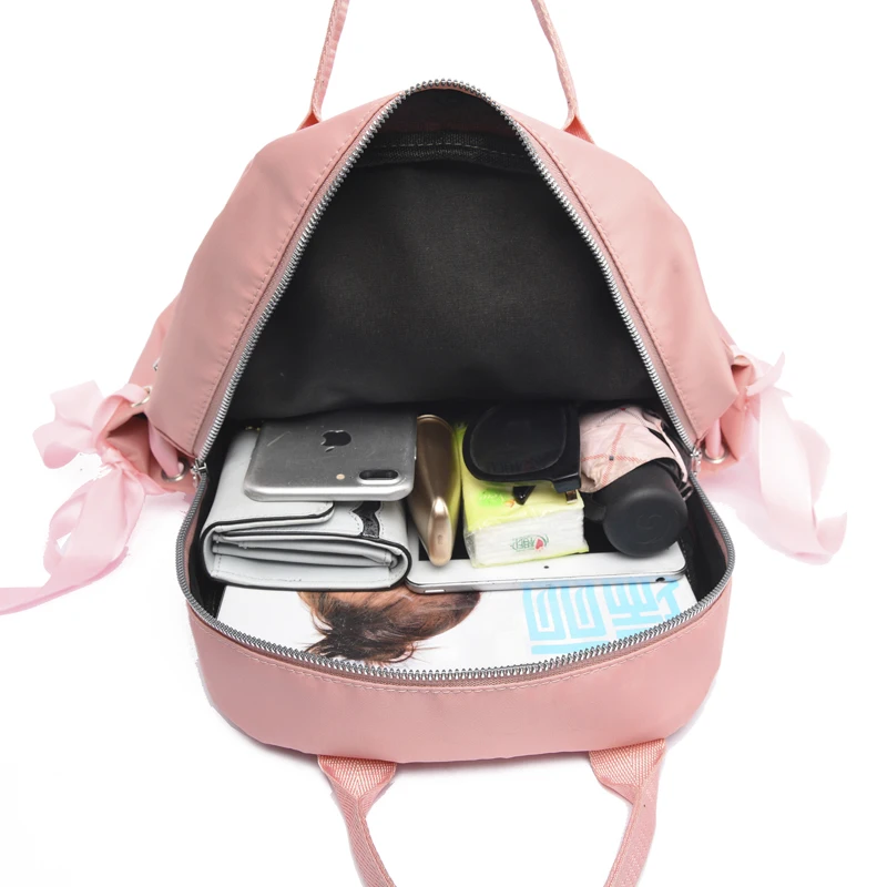 

Bow Travel Rucksack Trend Women Oxford Cloth Backpack Solid Color Large Capacity Ladies Bookbag Simple Waterproof Mochila Bulsos