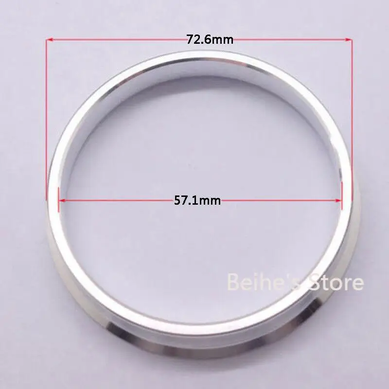 

4pcs Silver Aluminum Alloy Wheel Spacer Hub Centric Rings 72.6OD to 57.1ID