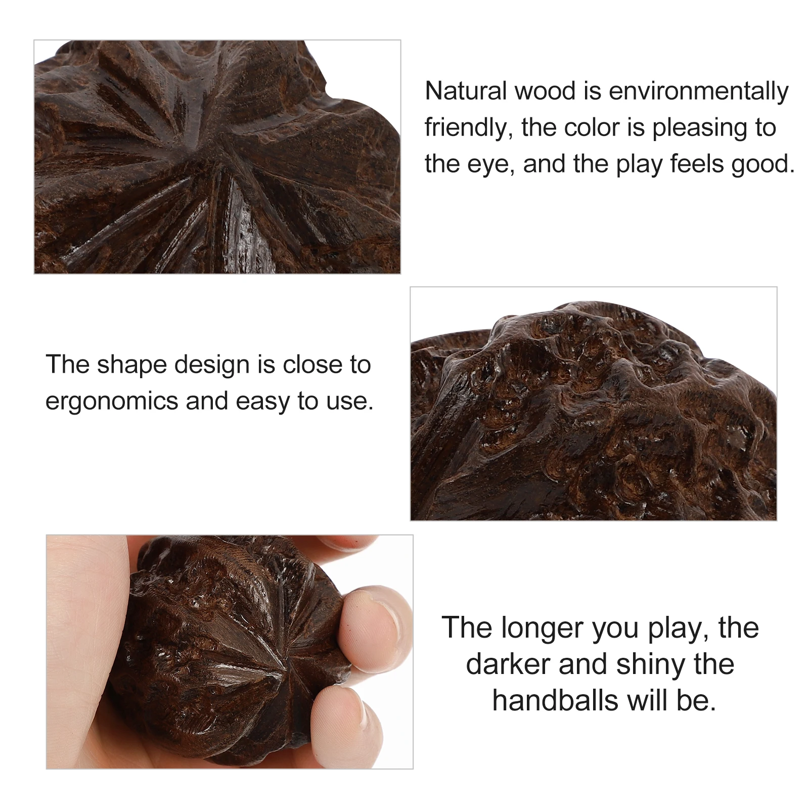 

6Pcs Handheld Massage Balls walnut Massage Balls Acupressure Balls (Dark Brown)