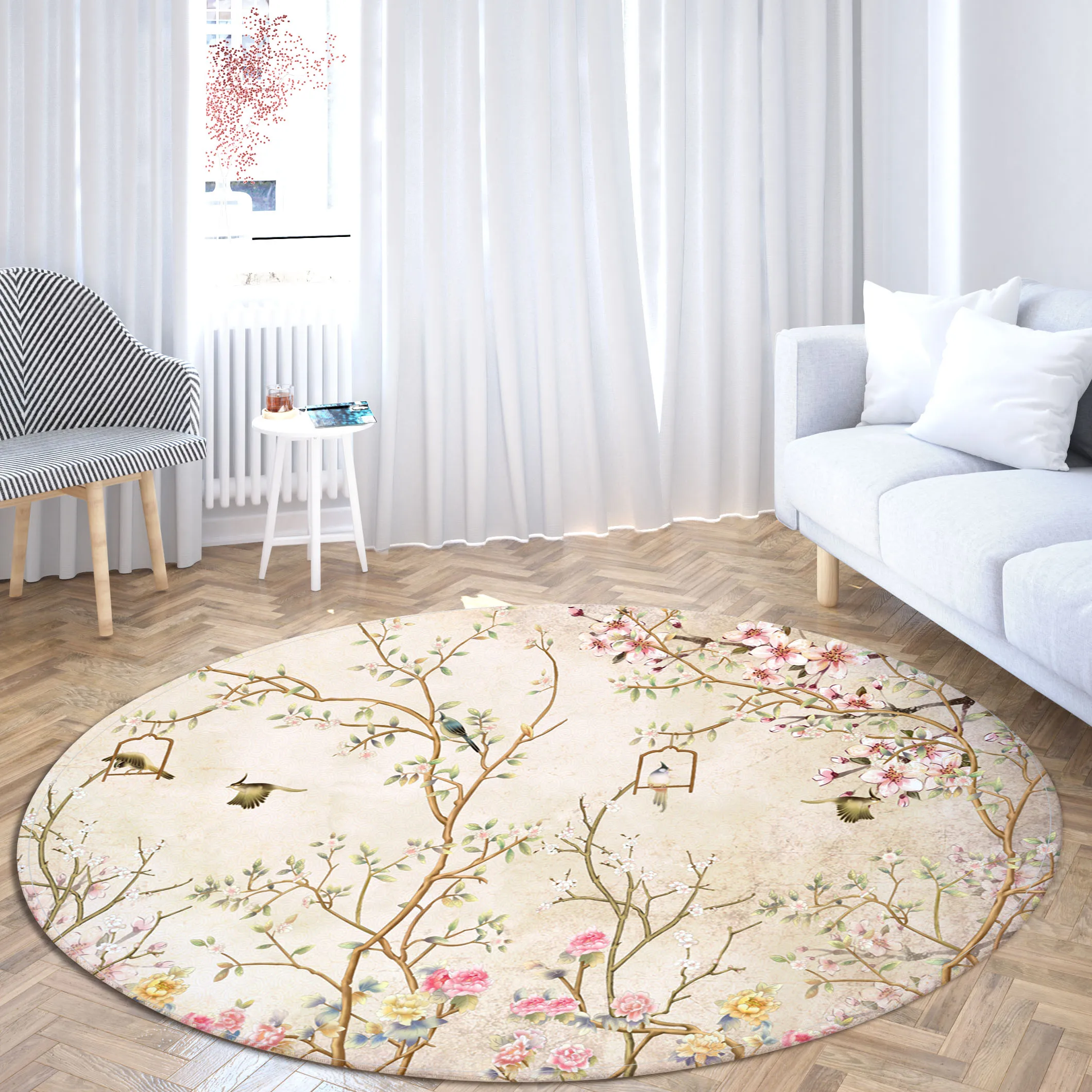 round pink flowers area rugs large anti slip soft home living room bedroom bathroom floor mats print decorate carpet free global shipping