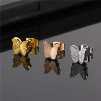 lovely frost butterfly clip earrings korea mini ear studs for women statement shiny earrings for girls party jewelry