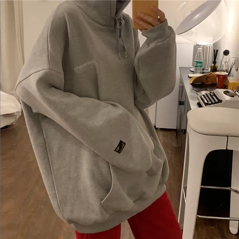 

Женский свитер с капюшоном, модный тонкий свободный свитер в Корейском стиле, Молодежная куртка в стиле Харадзюку, весна-осень