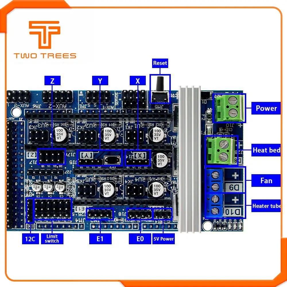 Reprap Mendel Ramps 1,4 Плата управления расширения панель с радиатором обновления Ramps 1,4 Ramps 1,5 Для arduino части 3d принтера