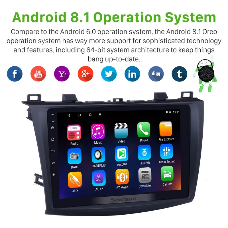 Seicane автомобильный 9 &quotNavi Android 0 HD gps 2Din Радио стерео для MAZDA 3 2009 2010 2011 2012 Tochscreen