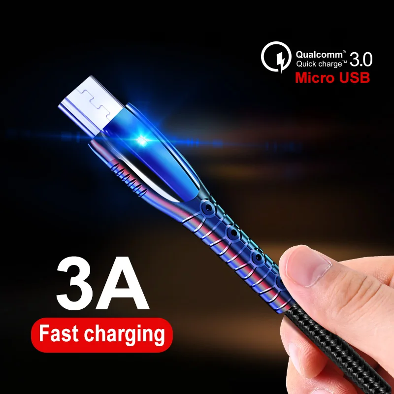 Marjay Micro USB кабель 3A Быстрая зарядка цинковый сплав данных Microusb для samsung S7 Xiaomi Redmi 4 Note 5 Android телефонный кабель