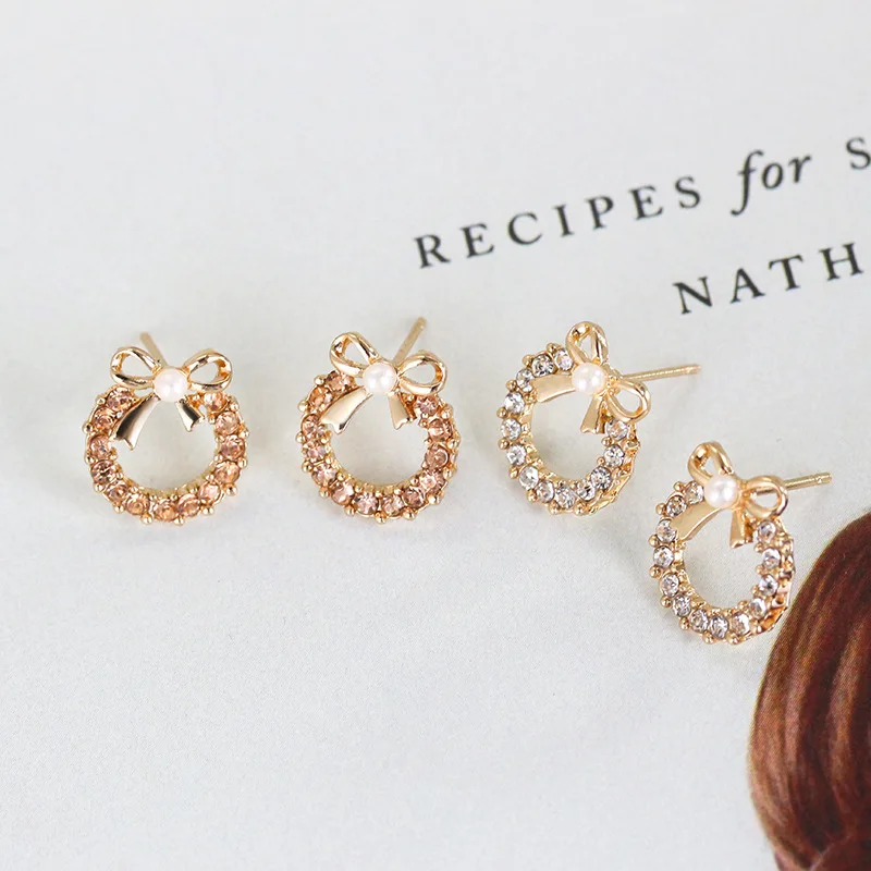 Летние новые серьги с имитацией жемчуга и бантом женские корейские миниатюрные