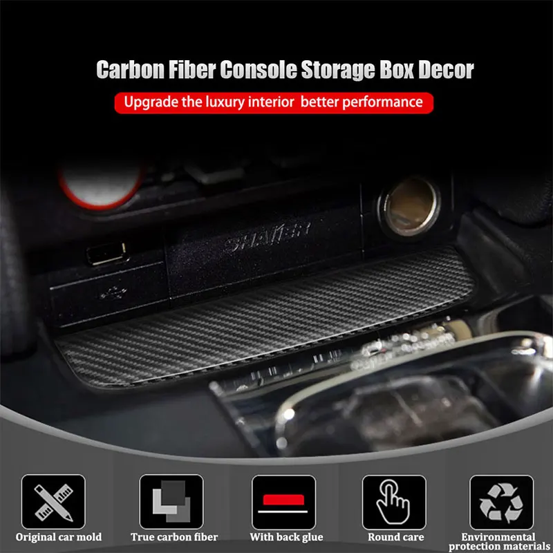 

2pcs Car Styling Carbon Fiber 3d Sticker Car Armrest box cover Sticker For Ford Mustang 2015-2019