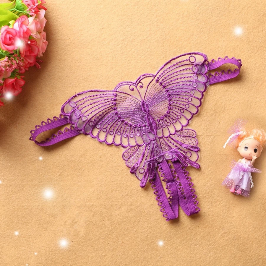 Новинка 2019 женские сексуальные стринги открытые Butterfly микро трусики шорты нижнее
