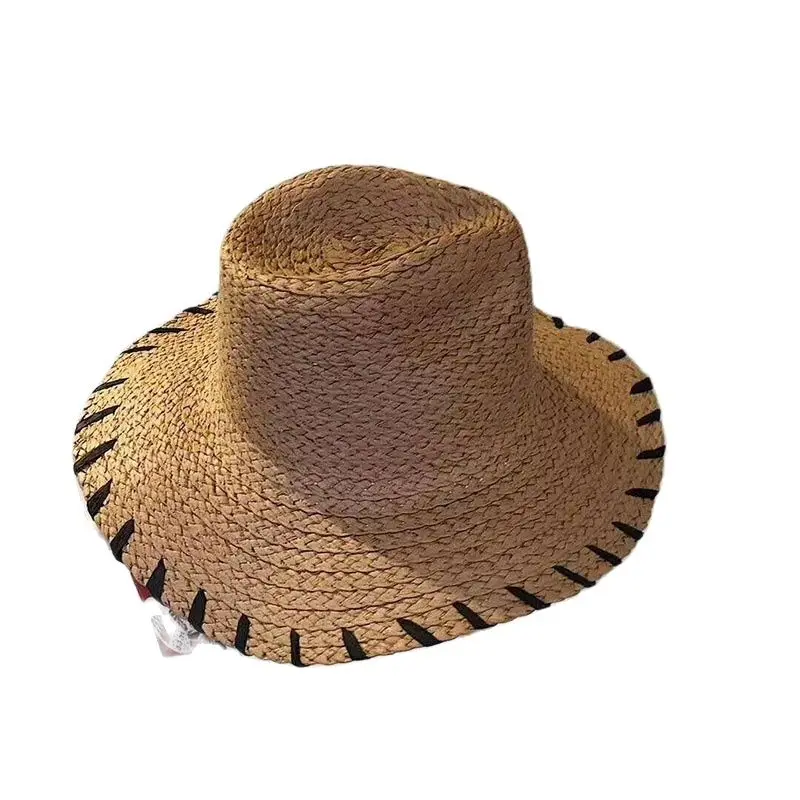 Шляпа от солнца из рафии для женщин и мужчин модная пляжная Соломенная Панама с
