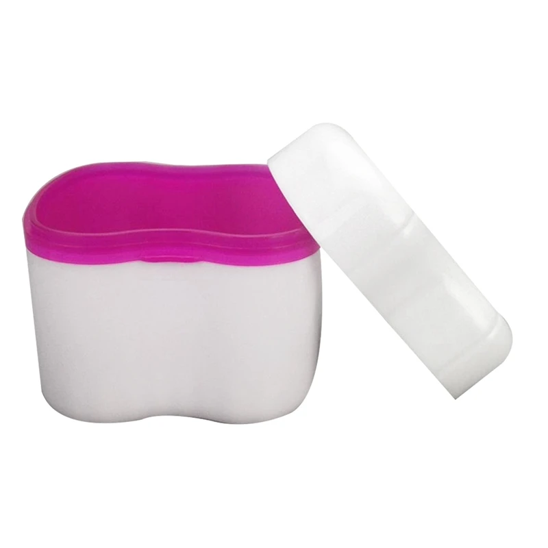 Denture Box with Specially Designed Holder for Rinse Basket, Great for Dental Care, Easy to Open, Store and Retrieve