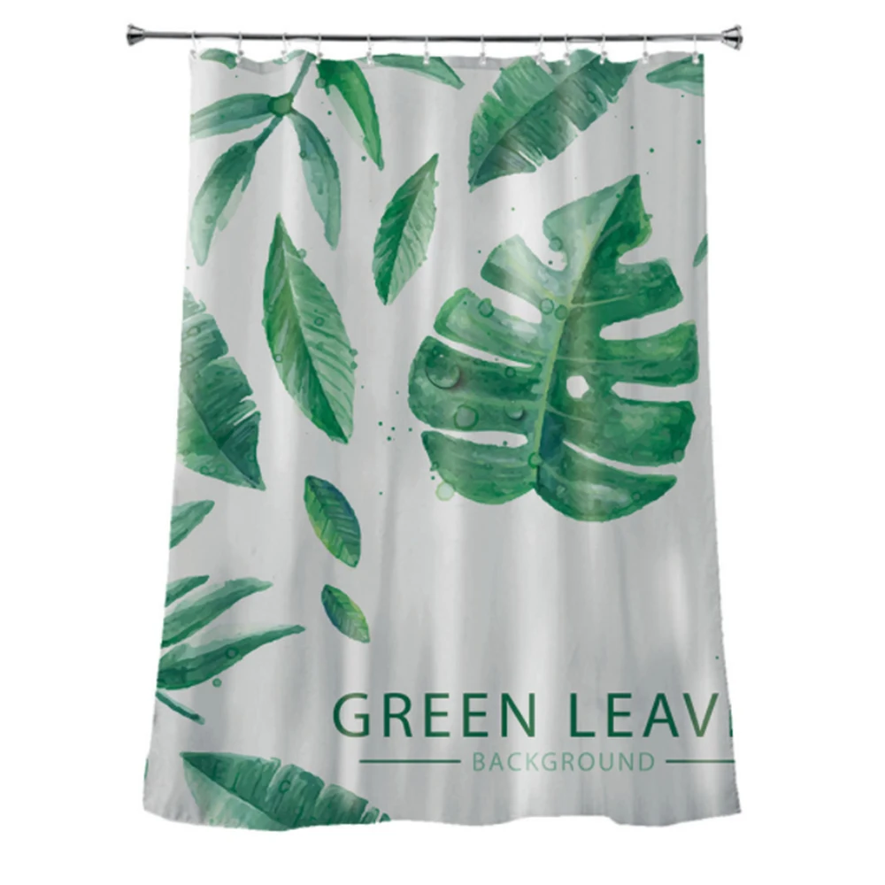 

Green Leaves Shower Hanging Curtains With 12 Hooks 180x180cm Bathtub Screen Polyester Waterproof Bath Curtain For Bathroom Decor