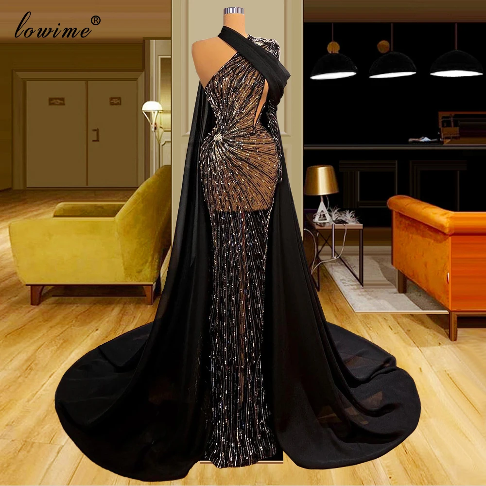 

Vintage Black Evening Dresses Long Illusion Sparkly Evening Gowns Special Occasion Dresses For Women Party Vestidos De Noite
