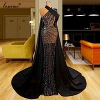 vintage black evening dresses long illusion sparkly evening gowns special occasion dresses for women party vestidos de noite