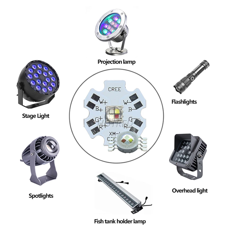 Светодиодный RGB RGBW RGBWY RGBWYV 3 Вт 4 5 6 15 18 CREE 10 XML бусина высокой мощности 4pin 6pin 8pin 10pin 12pin