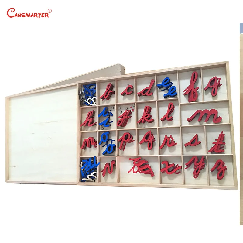 Деревянные игрушки Монтессори из бука маленькая передвижная Коробка с алфавитом