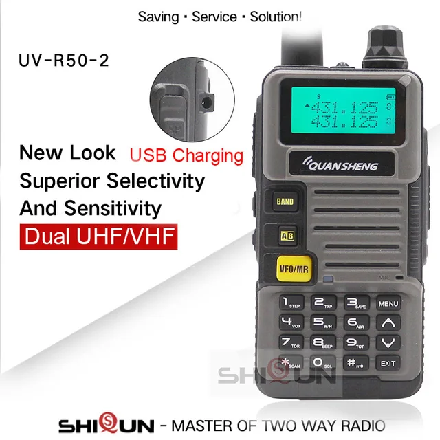 Walkie Talkie Ham Radio for Hunting UV-R50-2 Quansheng 5W Dual Band VHF UHF 136-174Mhz/400-520Mhz 1