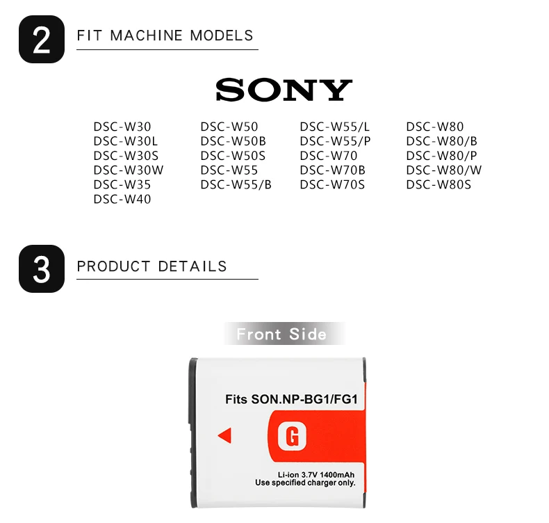 Подходит для Sony Φ Аккумулятор камеры Cyber-shot NP-BG1 NP-FG1 DSC-H3 DSC-H7 DSC-H9 | Электроника