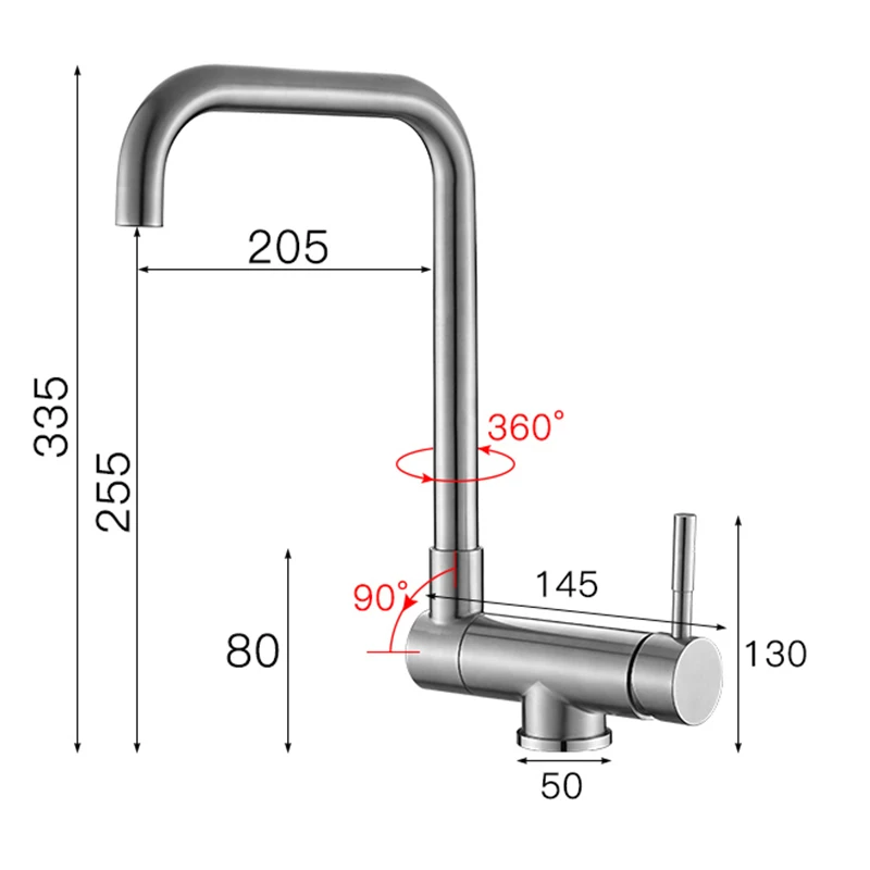 Смеситель для кухни BAKALA кран раковины из нержавеющей стали 304 Поворотный