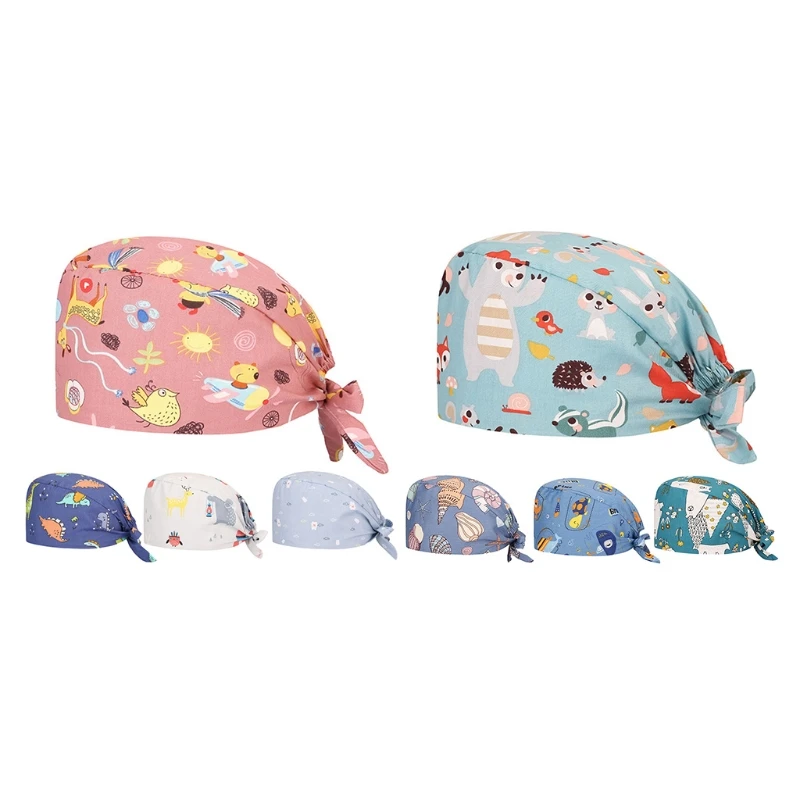 

4 шт. Рабочая Кепки с Sweatband регулируемый галстук-бабочка сзади начес с эффектом потертости; Шапка с мультяшным принтом мульти Цвет хлопок гол...