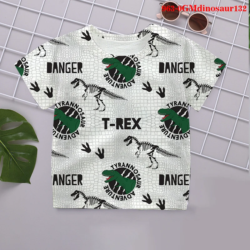 

2021 Summer Fashion Trend Dinosaur Pattern T-shirt 3D Printing Suitable for Children Clothing Kdis Casual T-shirts Kawaii Tees