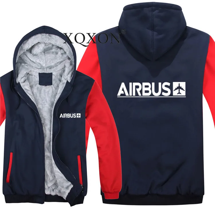 

XQXON-2021 New Pullover Hoodies Winter Men Airbus Coat Wool Liner Fleece Zipper Man Hooded Sweatshirts Eu/Us Size-J713