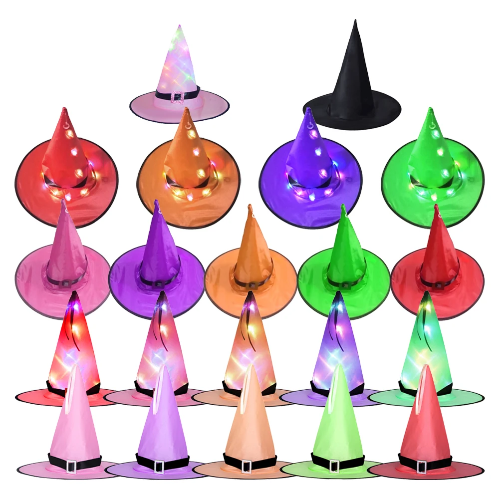 

Halloween Witch Hat Glowing Witches Hat Hanging Halloween Home Party Decor Suspension Tree Glowing Hat Cosplay Costume