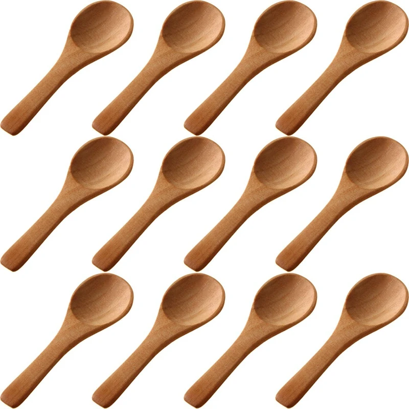 

50 Pieces Small Wooden Spoons Mini Nature Spoons Wood Honey Teaspoon Cooking Condiments Spoons for Kitchen (Light Brown)