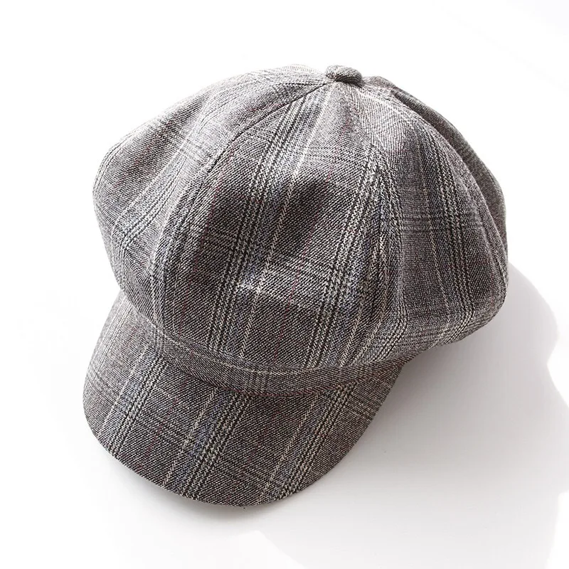 Женская летняя шляпа в мелкую клетку восьмиугольная от солнца британская универсальная для художника