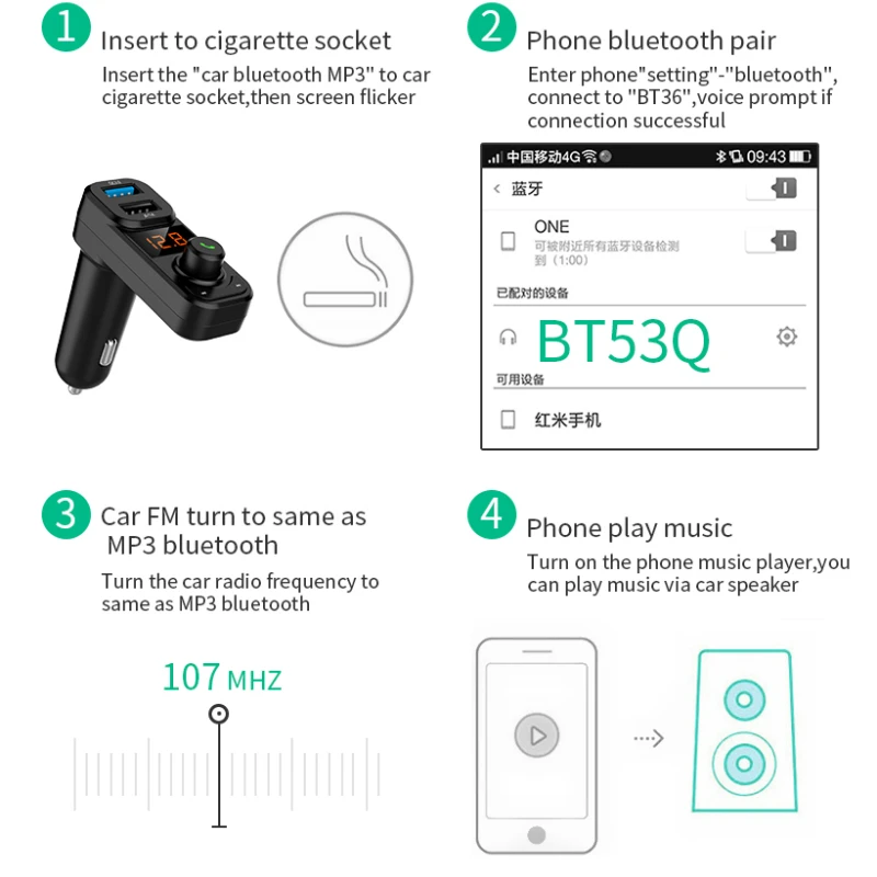 KORSEED автомобильный Bluetooth комплект для телефона Handsfree беспроводной Carkit QC3.0 быстрое