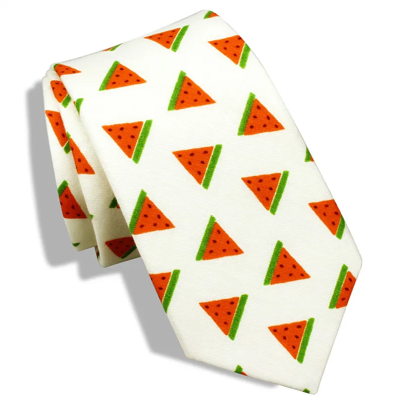 

Галстук HAWSON с фруктовым узором для мужчин, красный арбуз, рисунок с героями мультфильмов, мужской обтягивающий галстук, Повседневное платье...