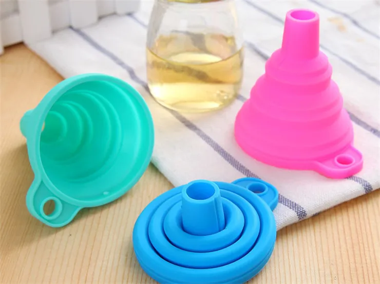 Горячая Распродажа складная телескопическая Воронка с длинным горлышком для