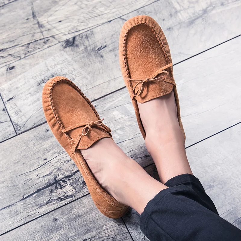 

Men suede Leather Shoes outdoor Breathable Casual Shoes Men fashion Non-slip Loafers Driving Footwear Chaussure Homme Cuir