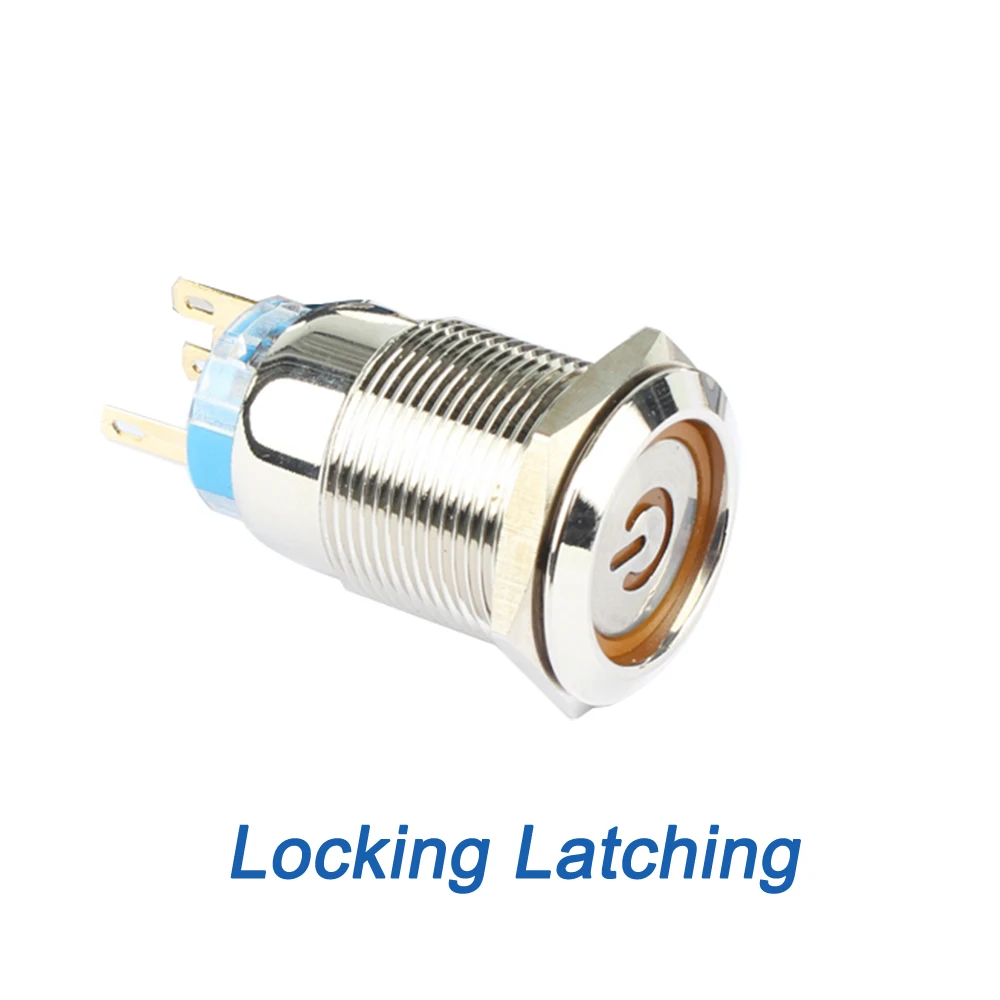 Металлический блок питания 19 мм латунный кнопочный переключатель Плоская