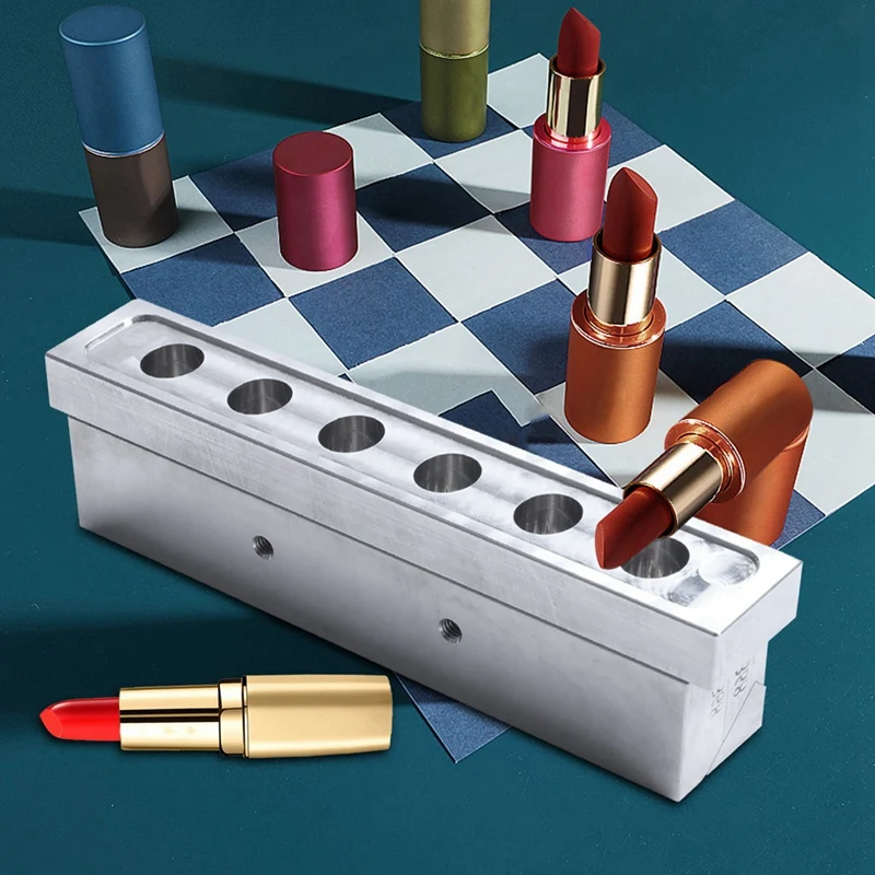 

1 Pcs 6 Cavities Holes Lipstick Mold & 10Pcs Stainless Steel Hairdressing Dyeing Brush Stirrer