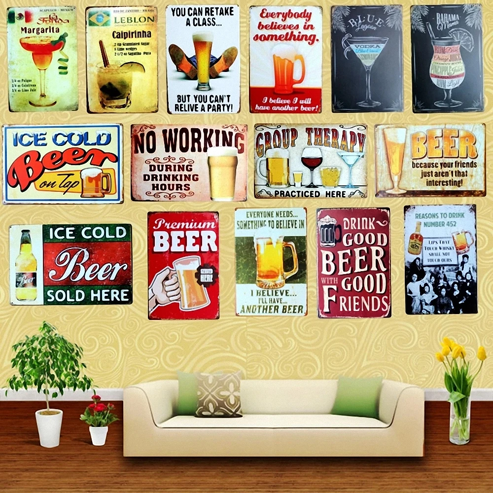 Пивные Коктейльные винные серии Микс ретро товары металлическая вывеска для