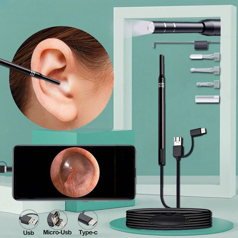 

5.5mm USB Medical Digital Otoscope 3 in 1 Visual Ear Cleaner Scope Earpick Inspection Camera Endoscope Earwax Removal for Ears