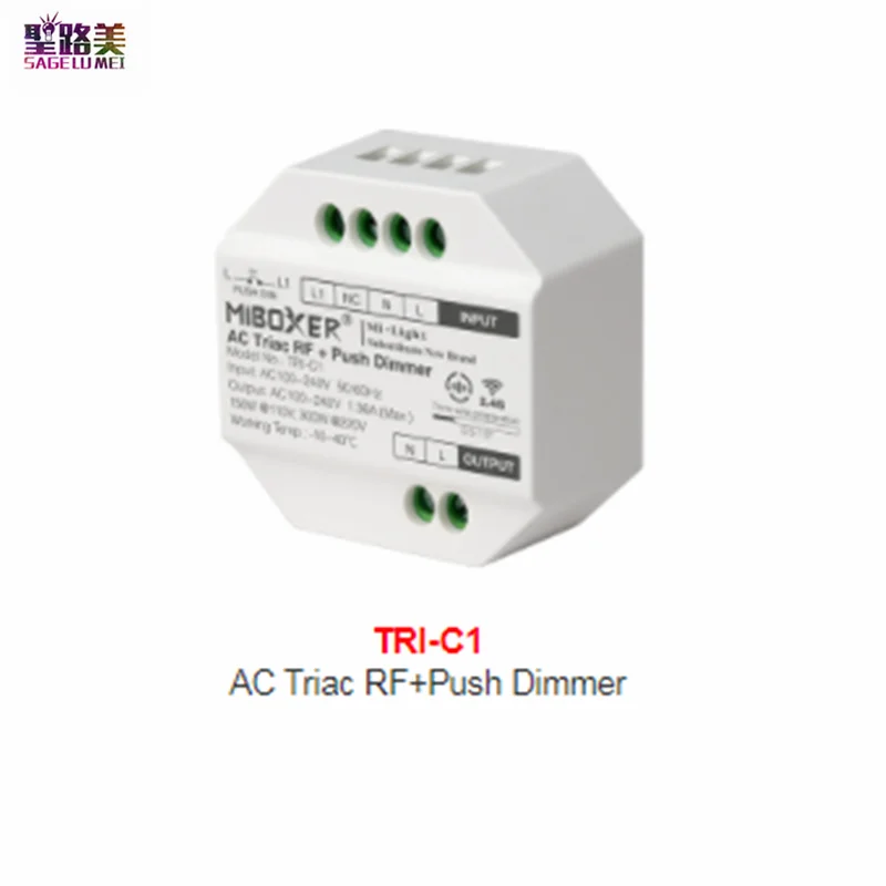 

Miboxer 100-240V 220V 50/60HZ AC Triac RF + Push Dimmer RF wireless Push dimming For single color light Filament Halogen Lamp