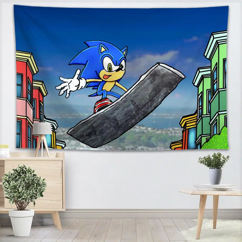Sonic The Hedgehog гобелен настенный Декор для домашней вечеринки на день рождения украшения тканевые гобелены палатка туристический спальный коврик - Цвет: 24
