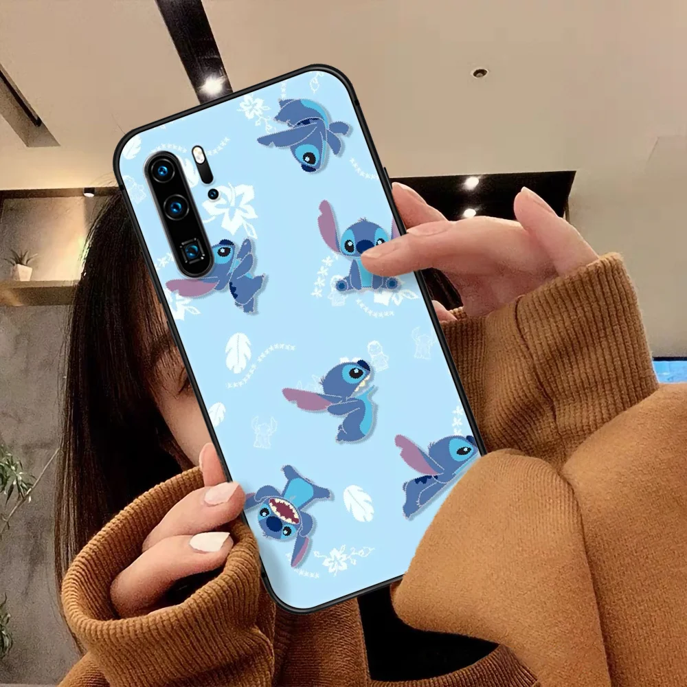 

Cartoon Cute Stitchs Phone Case For Huawei P Mate Smart 10 20 30 40 Lite Z 2019 Pro Black Waterproof 3D Coque Trend Shell Tpu