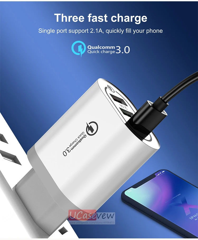 3 порта USB быстрая зарядка 5 в 2,4 А зарядное устройство 18 Вт адаптер питания для iPhone iPad samsung Xiaomi huawei QC3.0 быстрая настенная Зарядка для путешествий