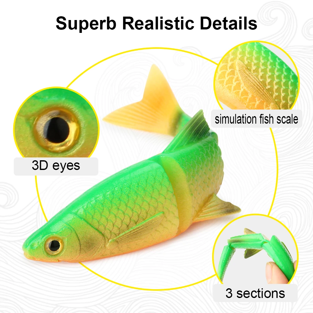 Спинполер 3 секции мягкая рыболовная приманка для форели щуки мягкий пластик