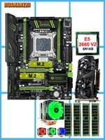 huananzhi x79 super motherboard with dual m 2 ssd slot cpu xeon e5 2660 v2 6 tubes cpu cooler 32g ram gtx1050ti 4g video card