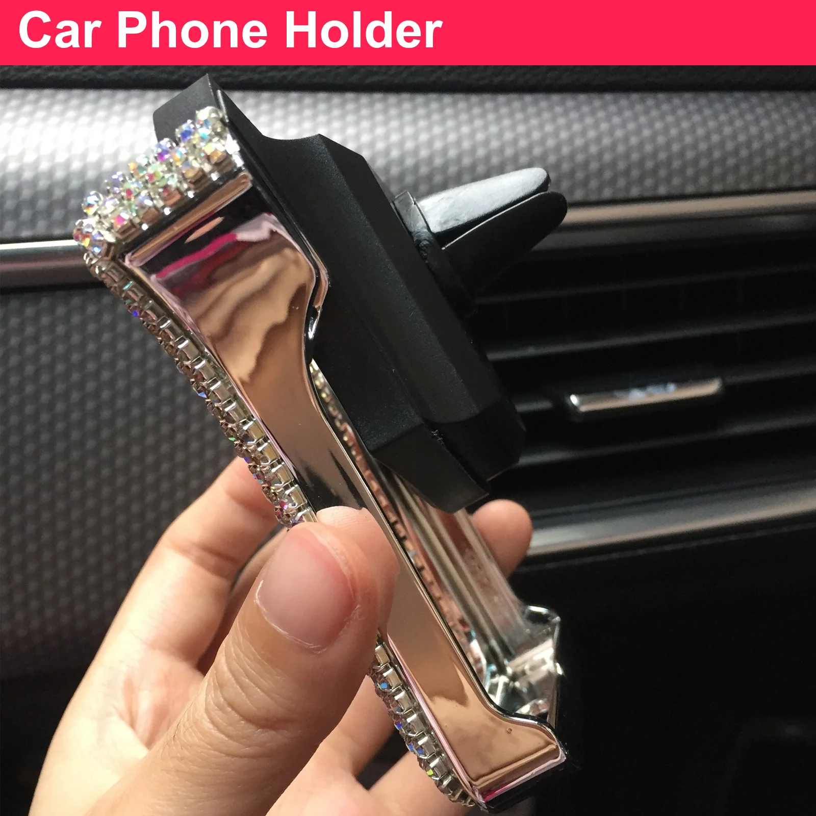 

Car Phone Holder with Bing Crystal Rhinestone Universal Car Air Vent Mount Clip Cell Phone Holder for iPhone Samsung Auto Holder