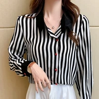 striped chiffon blouse women blusas mujer de moda 2022 spring korean style clothes office ladies tops long sleeve womens shirts