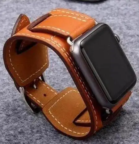 

Genuine For Apple Watch band Buckle Cuff Leather Loop 42mm 38mm 40mm 44mm link bracelet For iwatch strap series 5 6 se 4 3 2 1