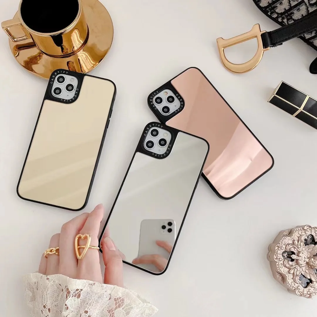 

Индивидуальный Модный чехол для телефона с зеркалом для макияжа для iPhone 12 11 Pro X XS MAX XR 7 8 Plus роскошный мягкий чехол 10 шт.
